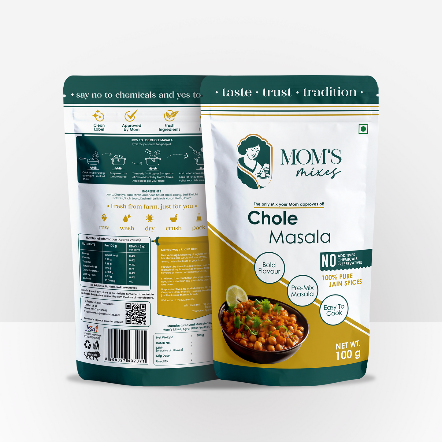 Mom’s Mixes Premium Masala Combo | 6 Blends (Everyday Magic Mix, Everyday Health Mix, Rajma Masala, Chole Masala, Sambhar Masala, Garam Masala) | Jain-Friendly | No Onion No Garlic | 100g Each