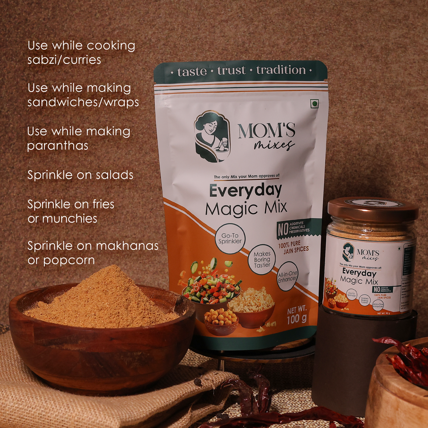 Mom's Mixes Bestseller Combo – Sambhar Masala, Everyday Magic Mix, Garam Masala