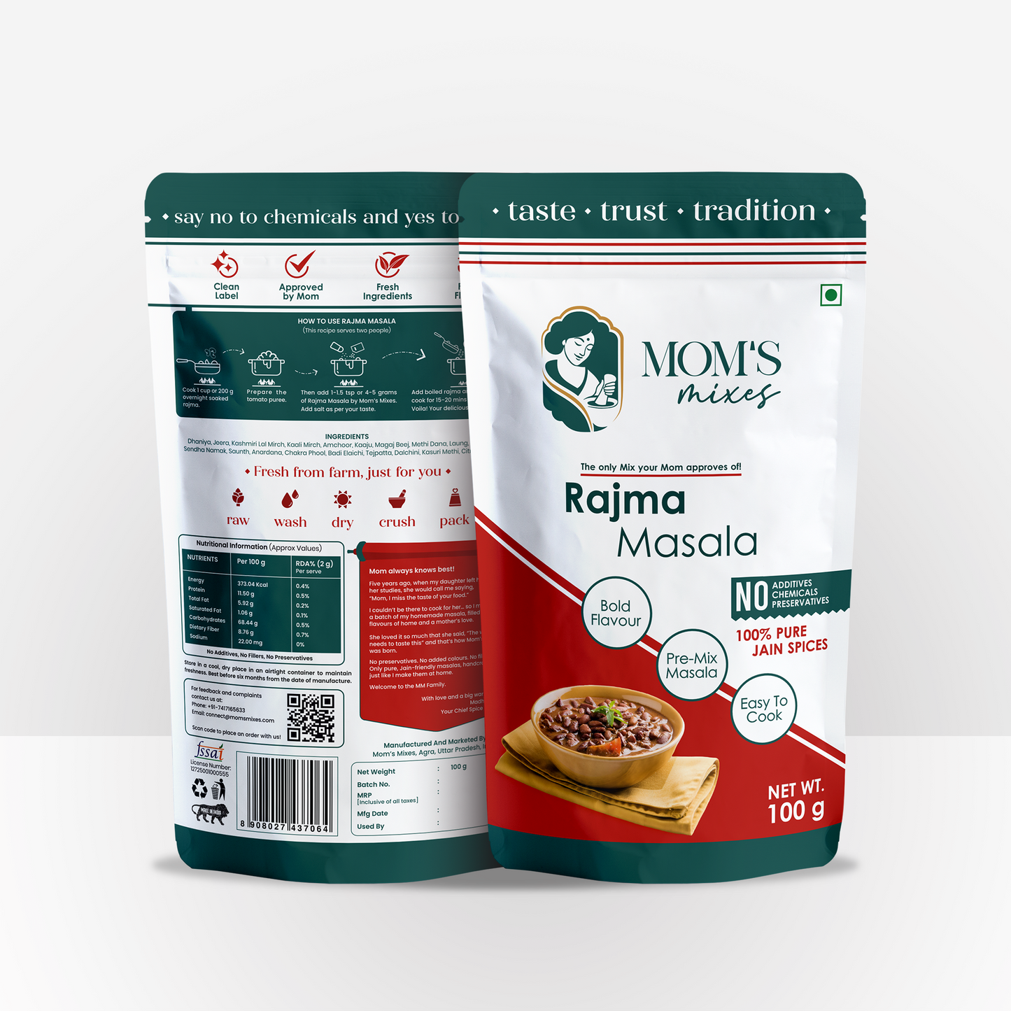 Mom’s Mixes Premium Masala Combo | 6 Blends (Everyday Magic Mix, Everyday Health Mix, Rajma Masala, Chole Masala, Sambhar Masala, Garam Masala) | Jain-Friendly | No Onion No Garlic | 100g Each