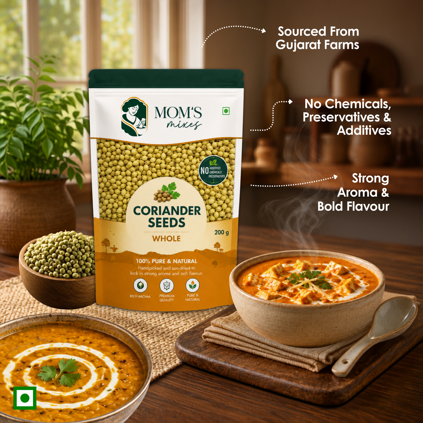 Mom’s Mixes Coriander Seeds | Rich in essential oils | 100% Pure Whole Coriander