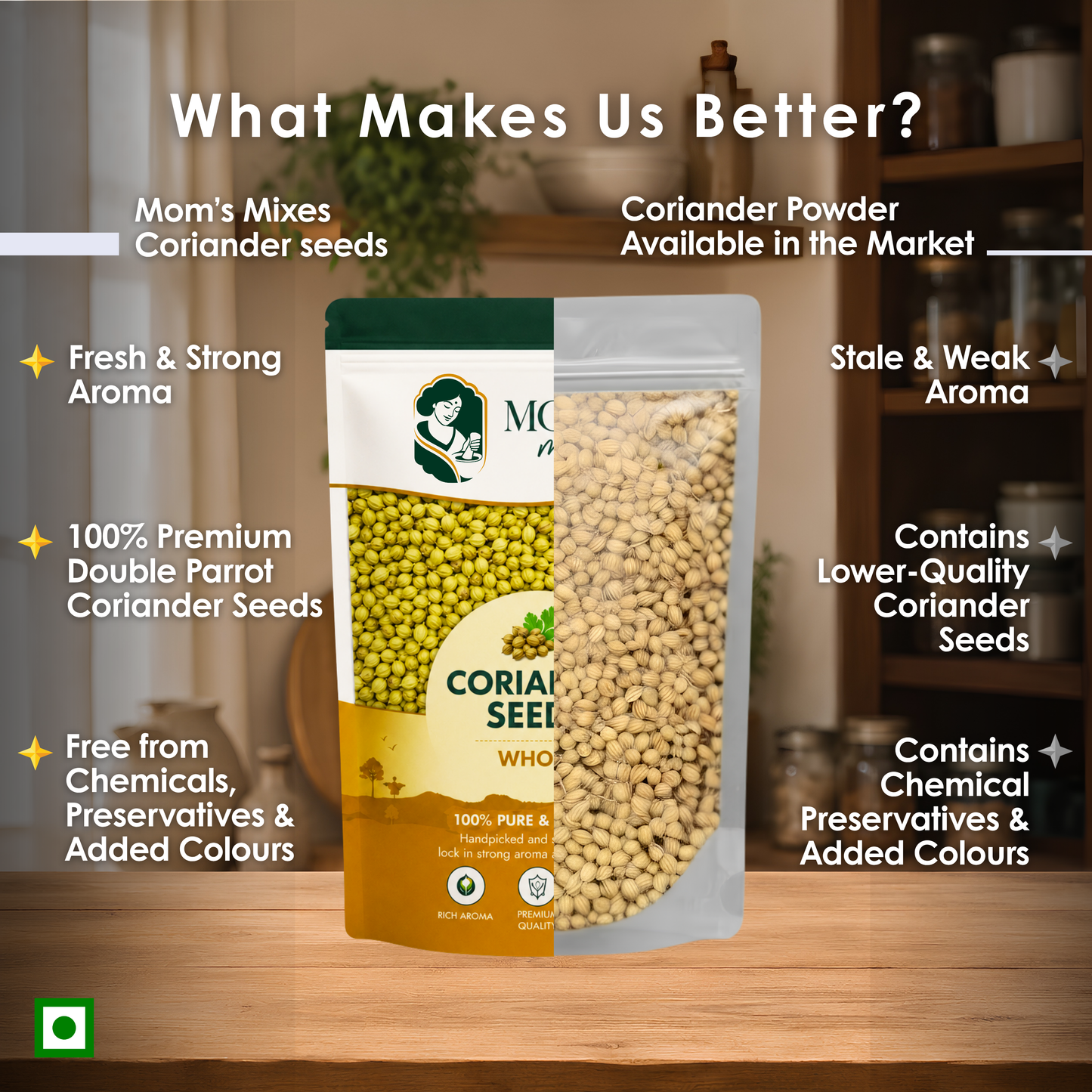 Mom’s Mixes Coriander Seeds | Rich in essential oils | 100% Pure Whole Coriander
