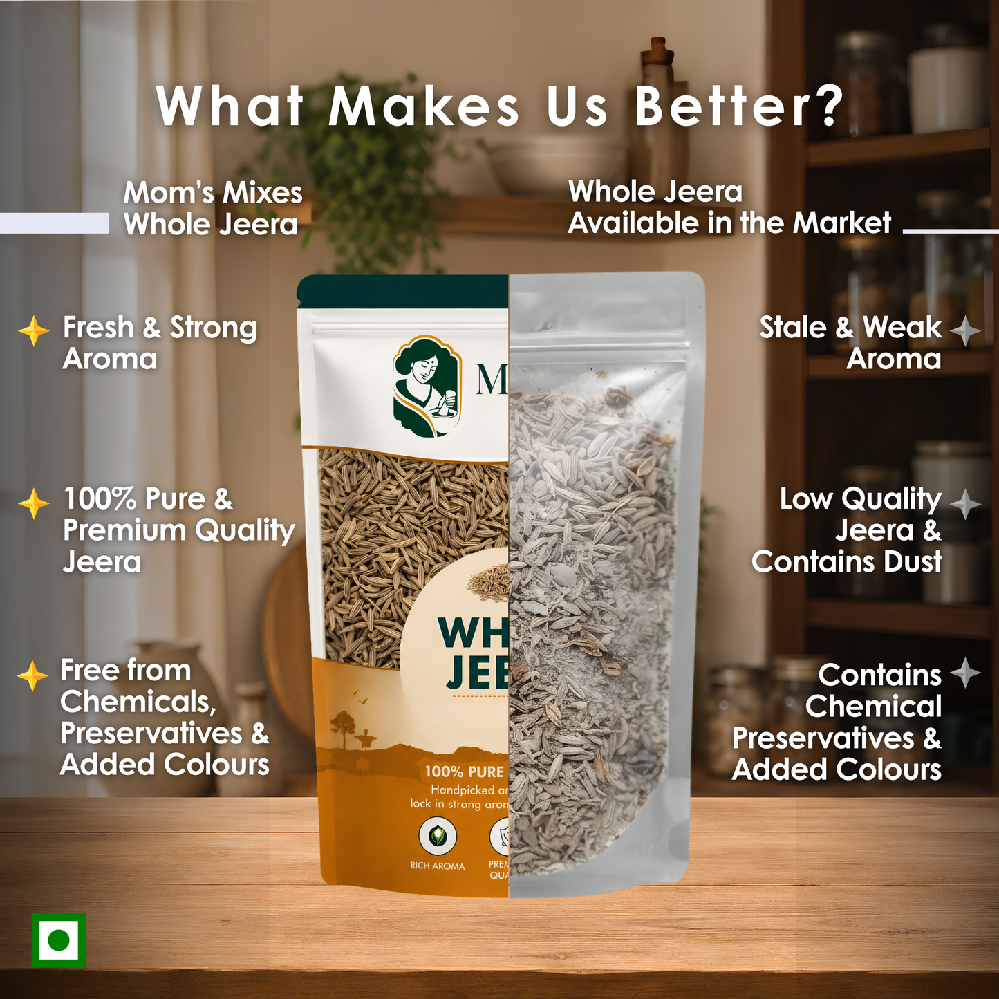 Mom’s Mixes Cumin Seeds | Strong Aroma | 100% Pure Whole Jeera