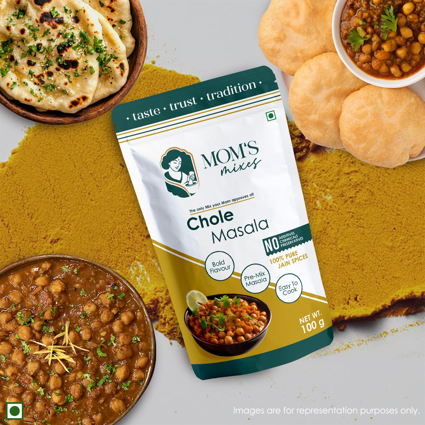 Mom’s Mixes 8-in-1 Combo | Magic Mix, Health Mix, Chole, Rajma, Sambhar, Garam Masala, Turmeric & Coriander | No Onion No Garlic | Ready to Cook | Just add Salt | 100g Each