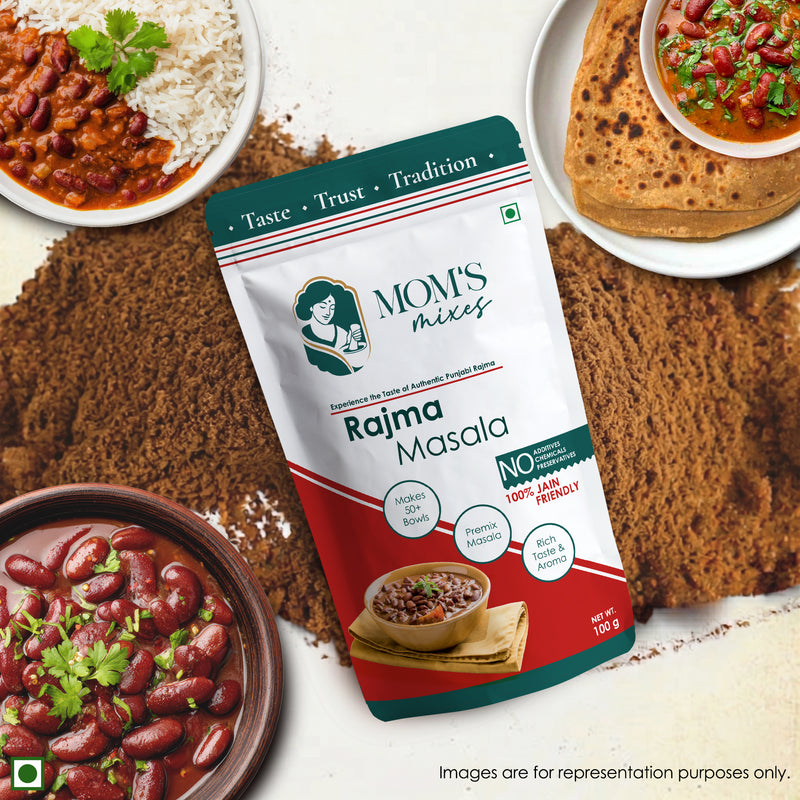 Mom's Mixes Rajma Masala | Complete Premix Masala for Home Style Rajma | Makes 50+ Bowls