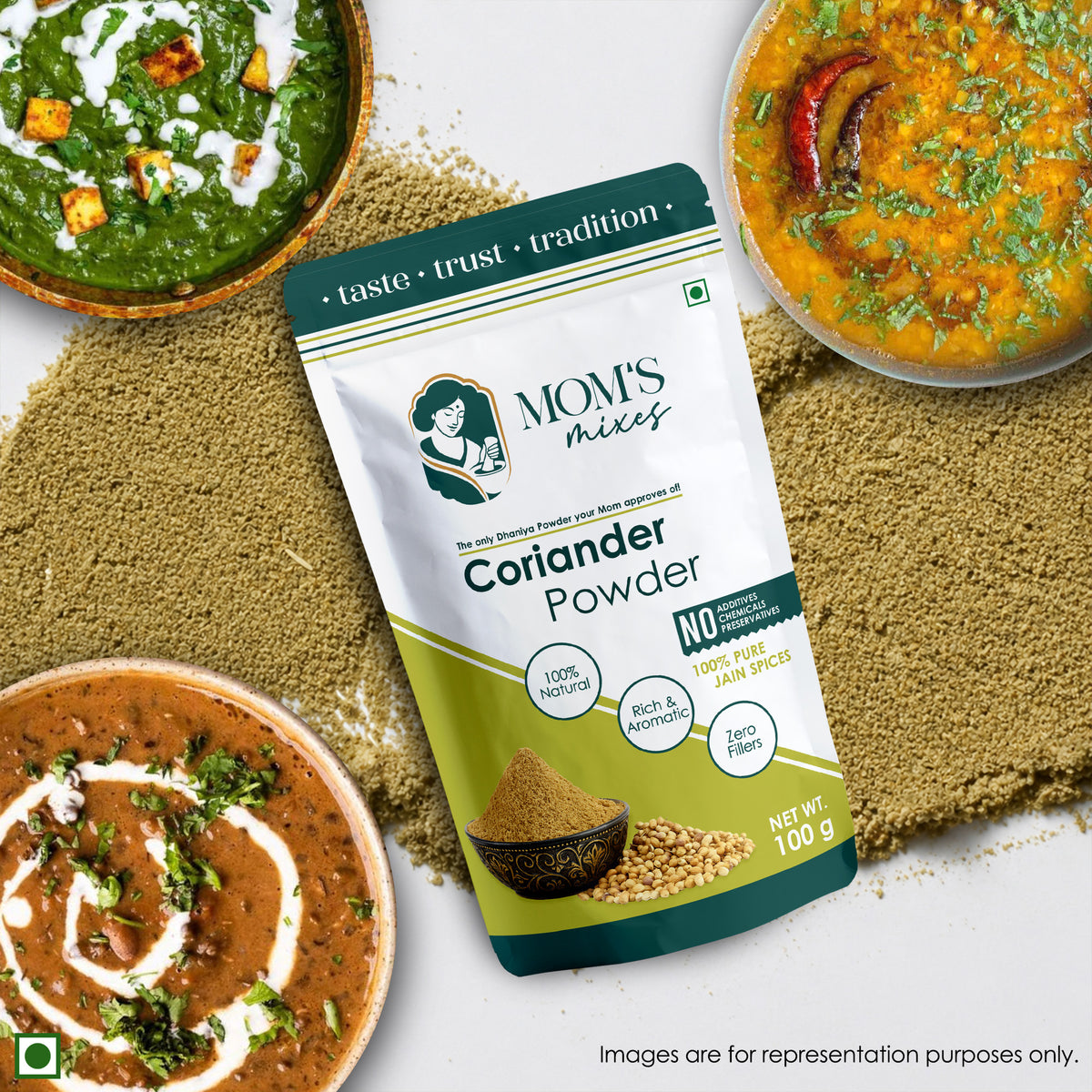 Mom’s Mixes 8-in-1 Combo | Magic Mix, Health Mix, Chole, Rajma, Sambhar, Garam Masala, Turmeric & Coriander | No Onion No Garlic | Ready to Cook | Just add Salt | 100g Each