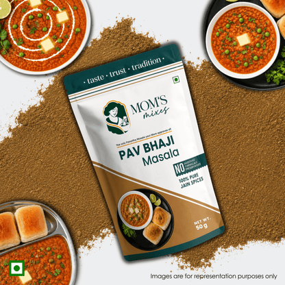 Mom’s Mixes Pav Bhaji Masala | No Onion No Garlic | Complete Premix Masala | 100% Jain