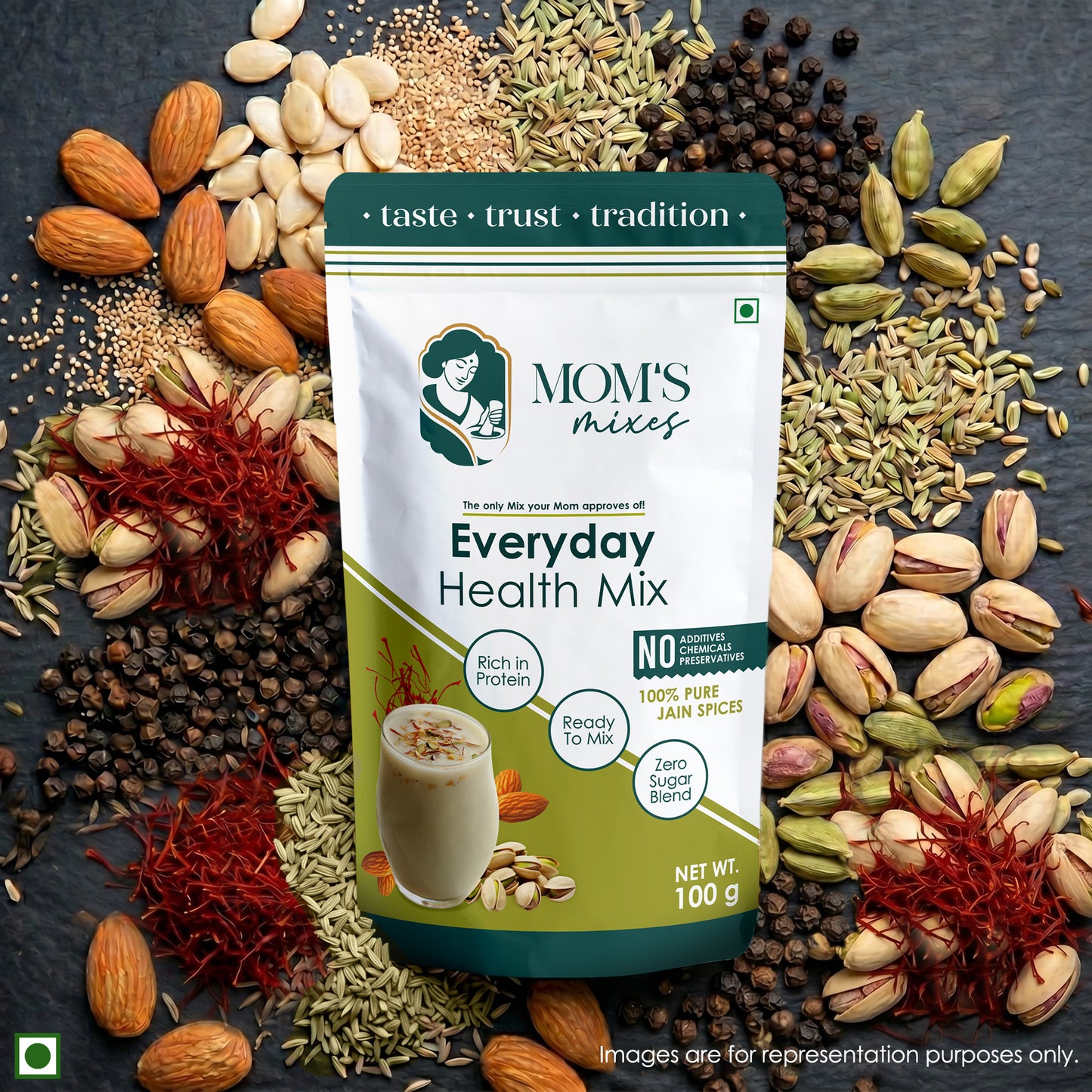 Mom’s Mixes 8-in-1 Combo | Magic Mix, Health Mix, Chole, Rajma, Sambhar, Garam Masala, Turmeric & Coriander | No Onion No Garlic | Ready to Cook | Just add Salt | 100g Each