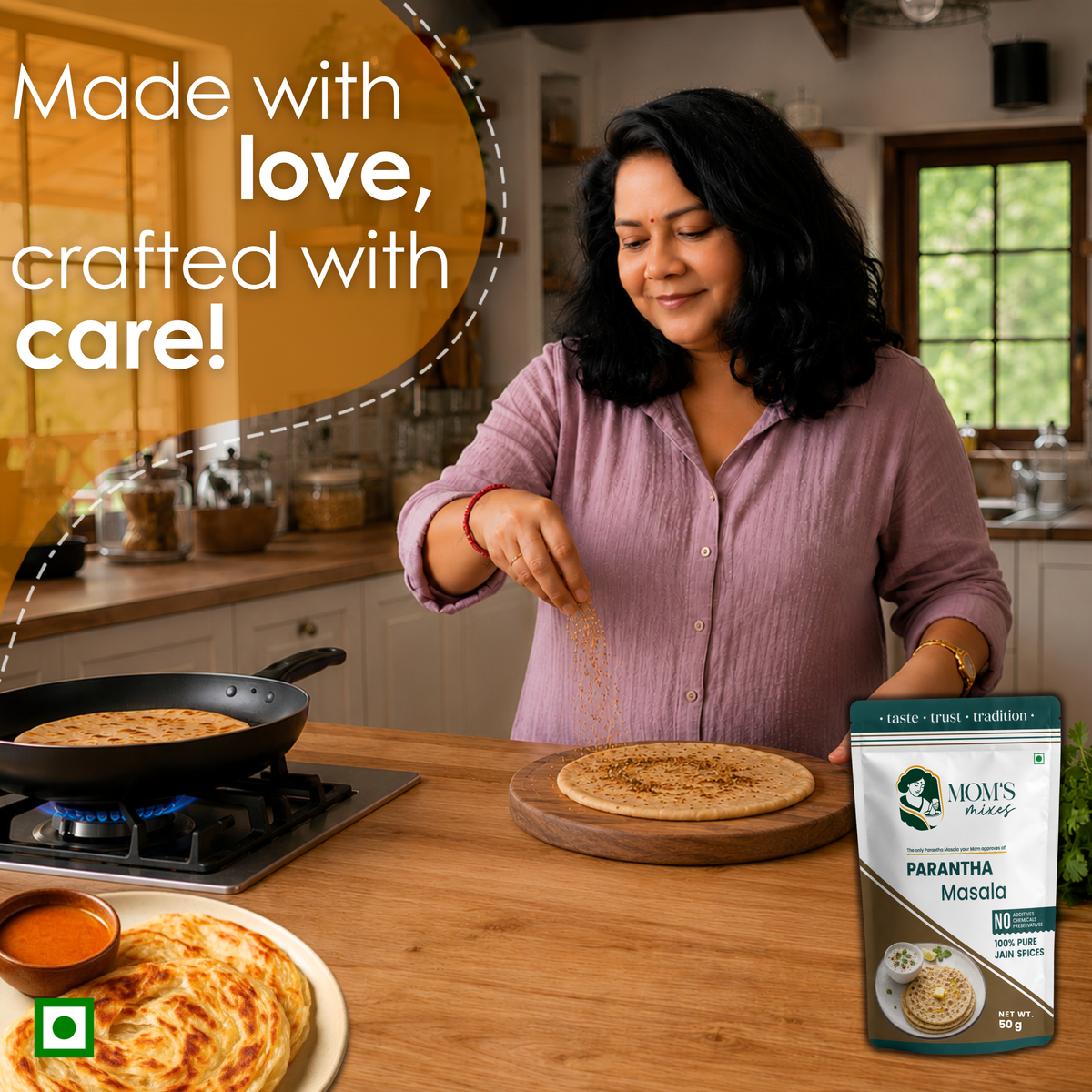 Mom’s Mixes Paratha Masala | No Onion No Garlic | Complete Premix Masala | 100% Jain Spices