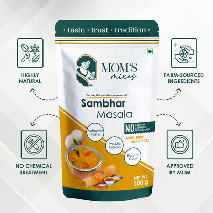 Mom's Mixes Sambhar Masala | Complete Pre-Mix for Homestyle Sambhar