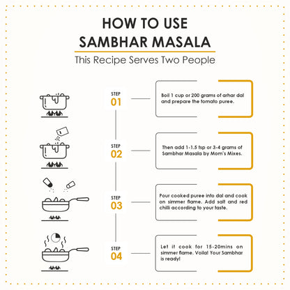 Mom's Mixes Sambhar Masala | Complete Pre-Mix for Homestyle Sambhar