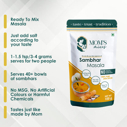 Mom's Mixes Sambhar Masala | Complete Pre-Mix for Homestyle Sambhar