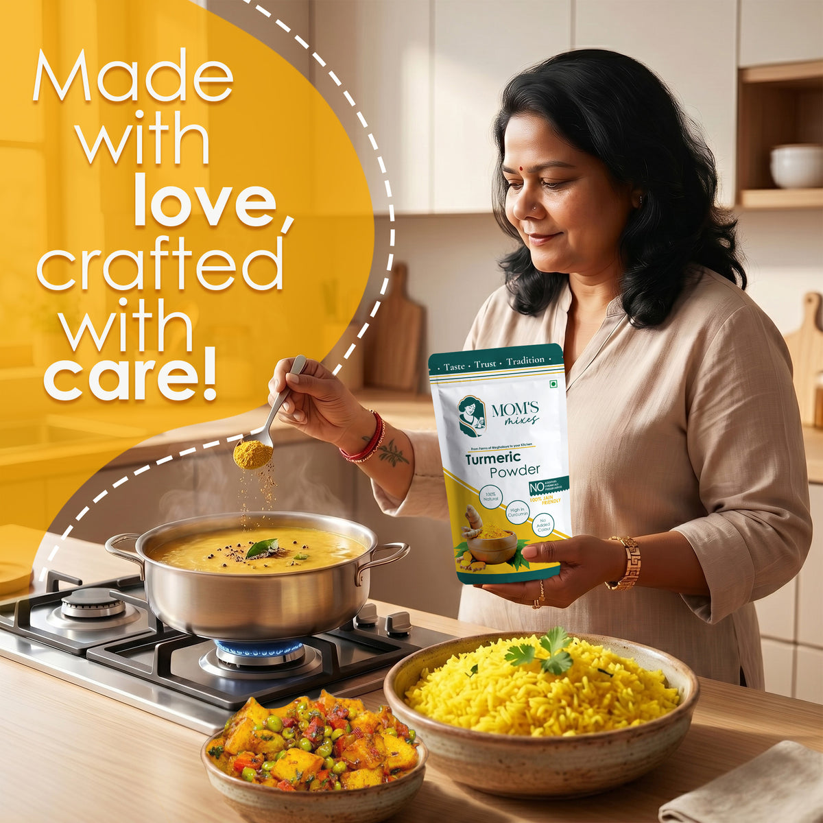 Mom's Mixes Turmeric Powder | High Curcumin | 100% Pure Haldi