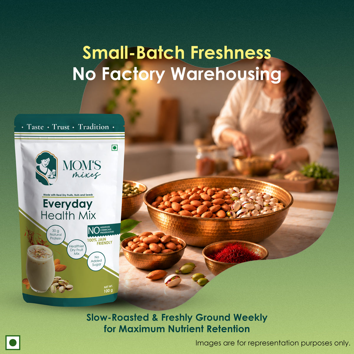 Mom's Mixes Everyday Health Mix | Protein-Rich Dry Fruit Blend | 30.62 g Protein | No Added Sugar