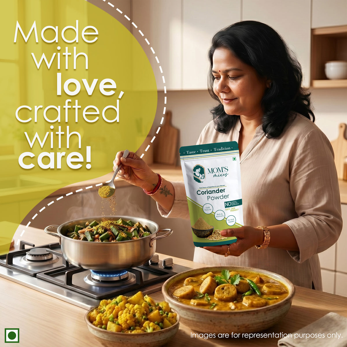 Mom's Mixes Coriander Powder | Fresh & Aromatic Dhaniya