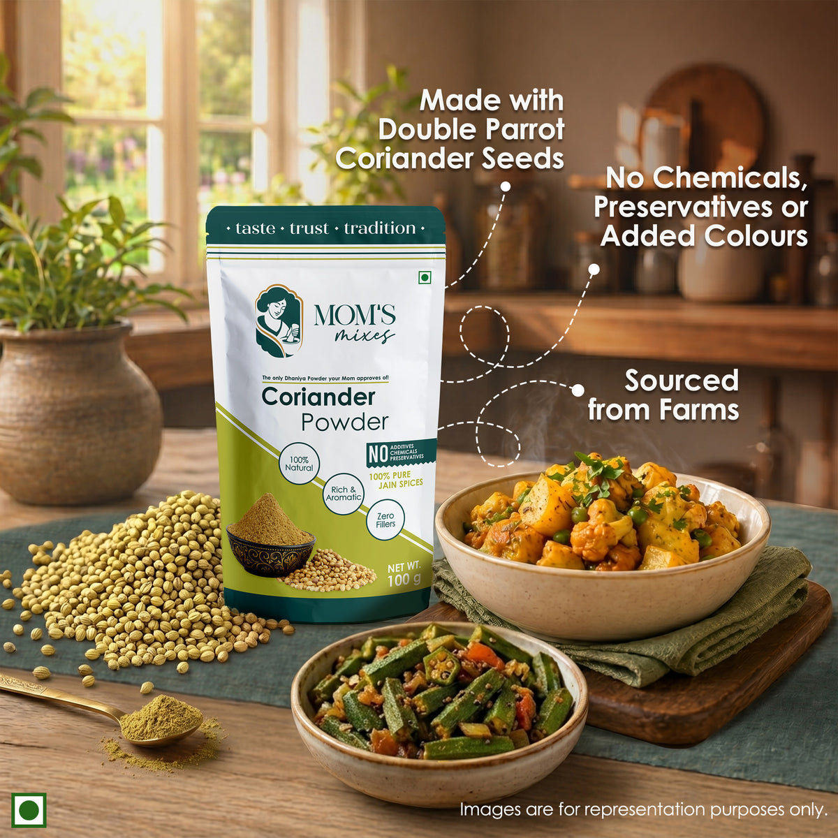 Mom’s Mixes 8-in-1 Combo | Magic Mix, Health Mix, Chole, Rajma, Sambhar, Garam Masala, Turmeric & Coriander | No Onion No Garlic | Ready to Cook | Just add Salt | 100g Each
