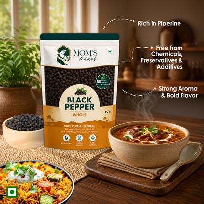 Mom’s Mixes Black Pepper | High Piperine | 100% Pure Whole Black Pepper