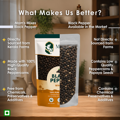 Mom’s Mixes Black Pepper | High Piperine | 100% Pure Whole Black Pepper