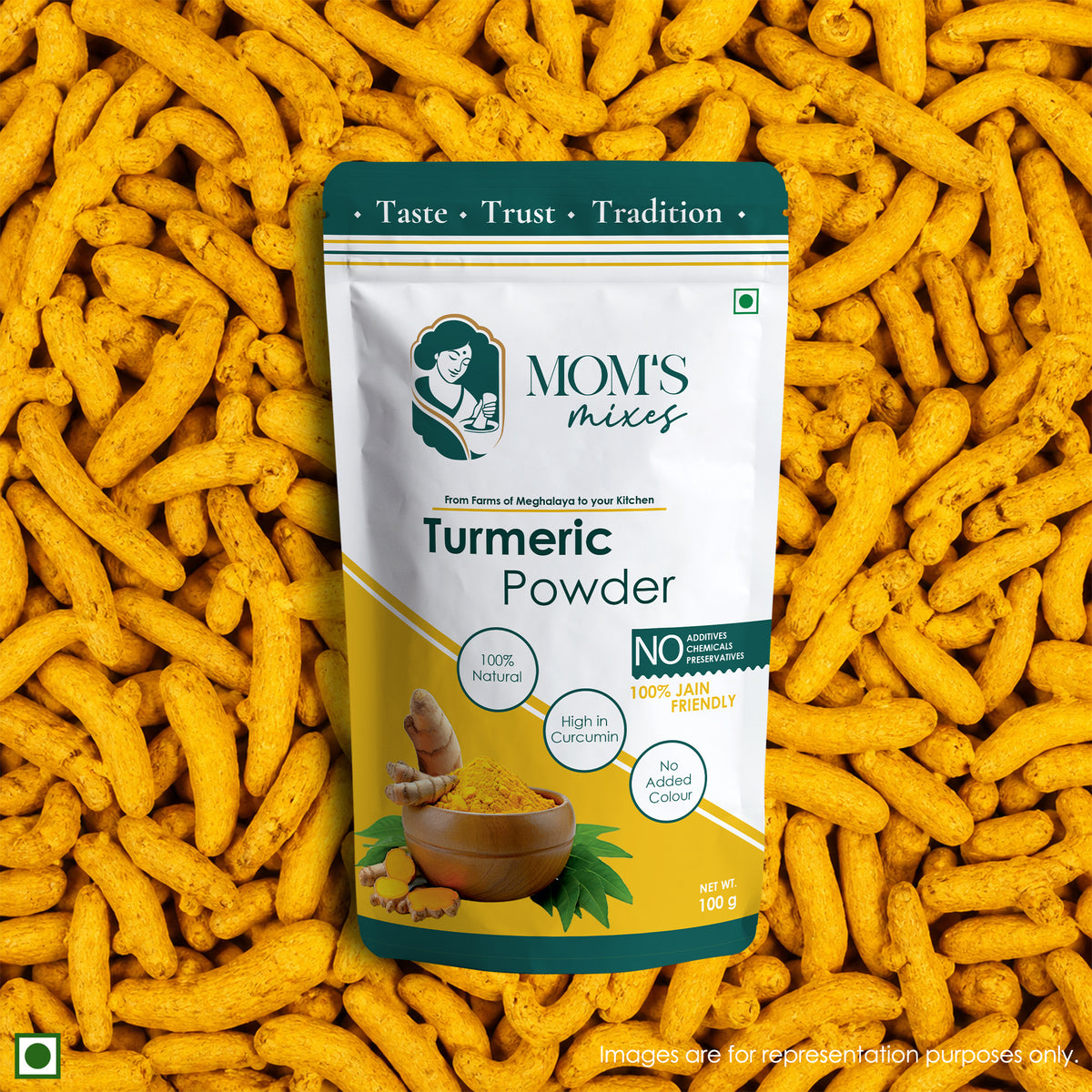 Mom's Mixes Turmeric Powder | High Curcumin | 100% Pure Haldi