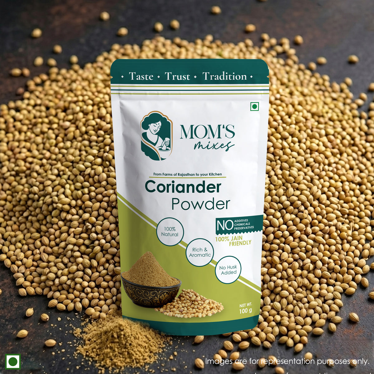 Mom's Mixes Coriander Powder | Fresh & Aromatic Dhaniya