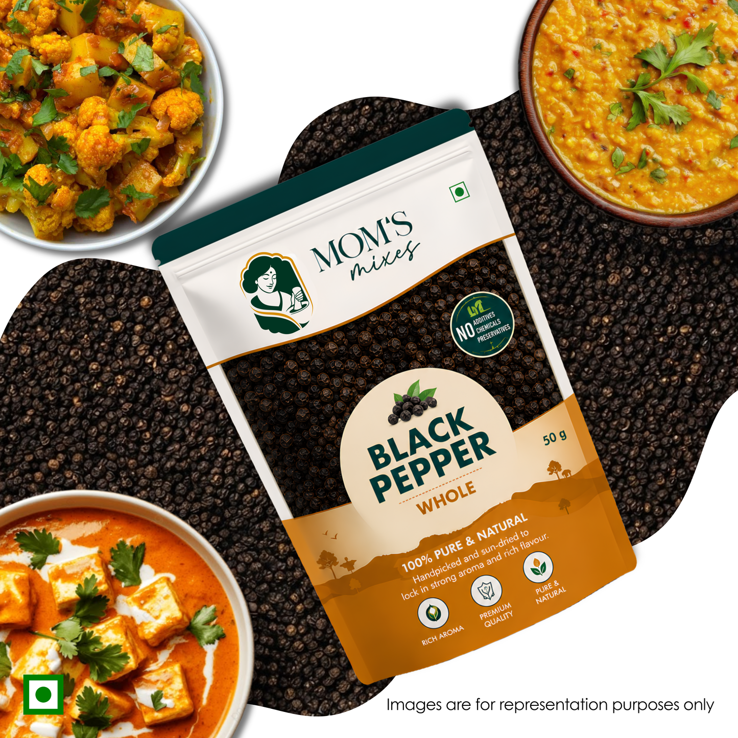 Mom’s Mixes Black Pepper | High Piperine | 100% Pure Whole Black Pepper