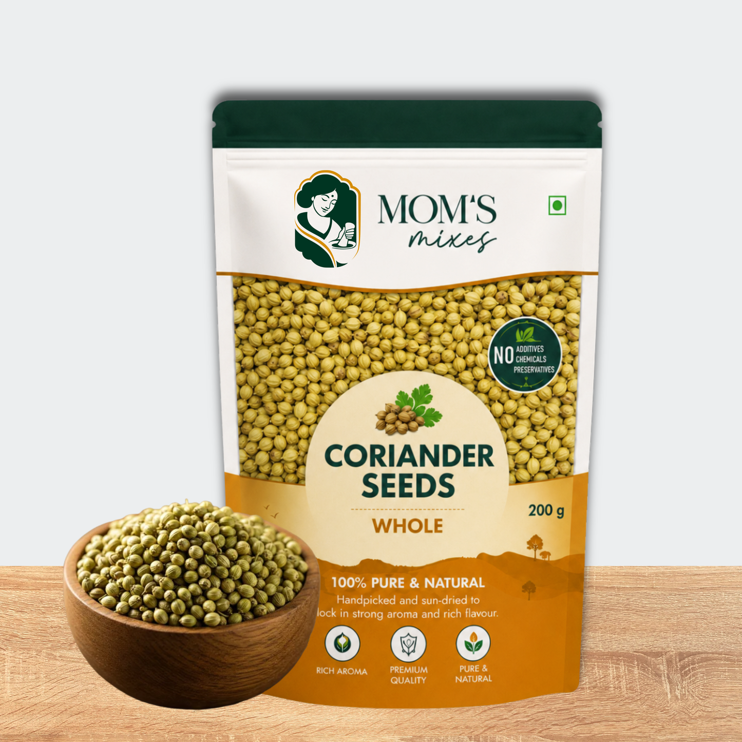Mom’s Mixes Coriander Seeds | Rich in essential oils | 100% Pure Whole Coriander