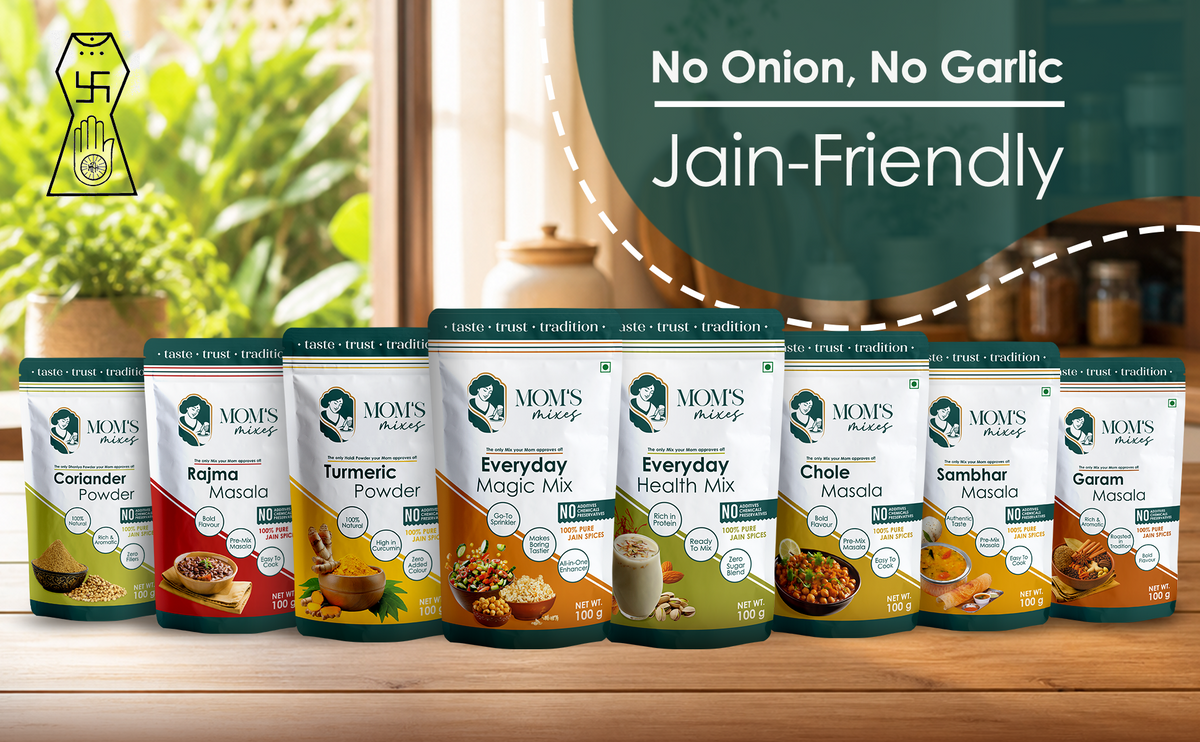 Mom’s Mixes Punjabi Classics Combo | Chole Masala + Rajma Masala + Garam Masala | No Onion No Garlic | Jain Pre-Mix Masala | Just add Salt | 100g Each