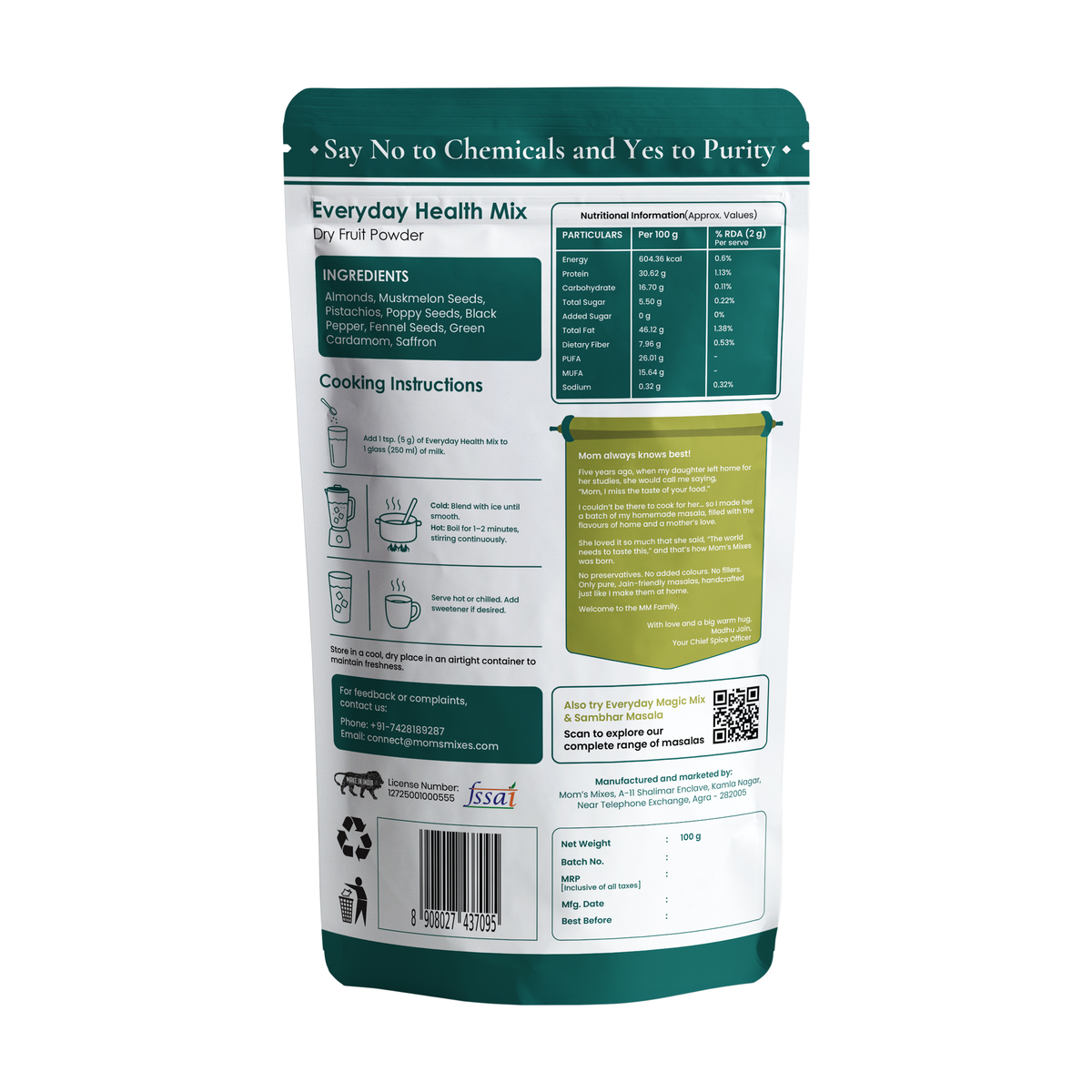 Mom's Mixes Everyday Health Mix | Protein-Rich Dry Fruit Blend | 30.62 g Protein | No Added Sugar