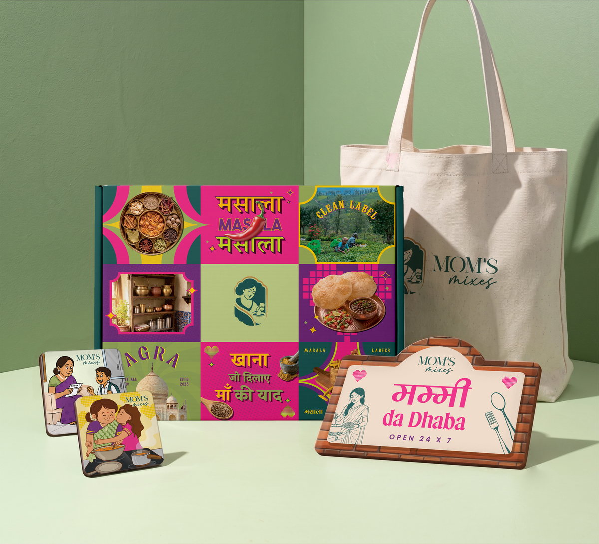 Mom’s Mixes 5 in 1 Festive Box | Magic Mix + Sambhar + Rajma + Chole + Garam | Ready-to-Mix Jain Spice Blends | 100g Each