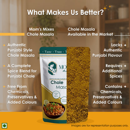 Mom's Mixes Chole Masala | Complete Premix Masala for Authentic Chole | Makes 50+ Bowls
