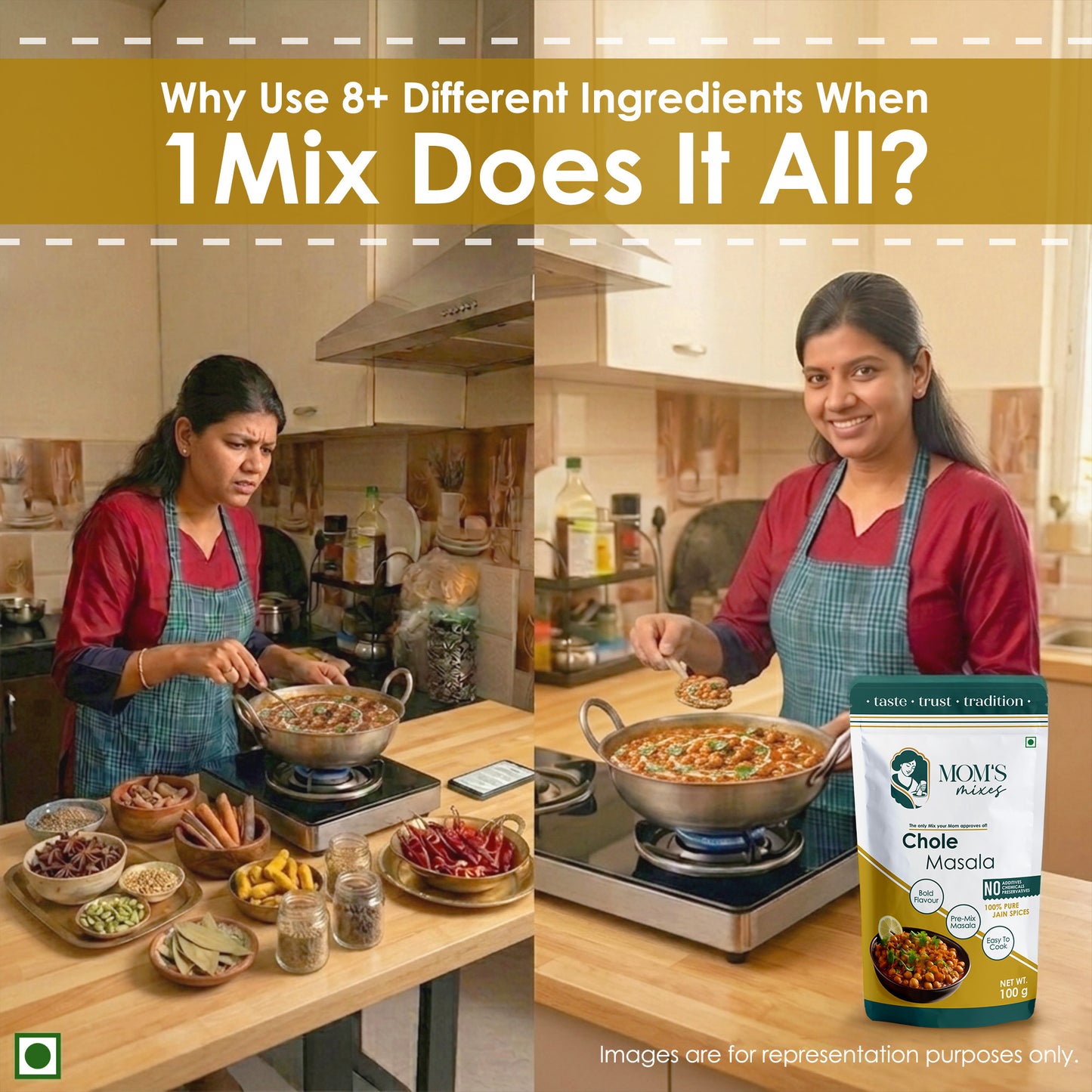 Mom's Mixes Chole Masala | Complete Pre-Mix for Authentic Chole