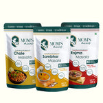 Mom's Mixes Shark Approved Combo | Chole Masala, Rajma Masala & Sambhar Masala | Ready-to-Cook Jain Premix Masalas | Just Add Salt | 3 x 100g