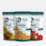 Mom's Mixes Shark Approved Combo | Chole Masala, Rajma Masala & Sambhar Masala | Ready-to-Cook Jain Premix Masalas | Just Add Salt | 3 x 100g