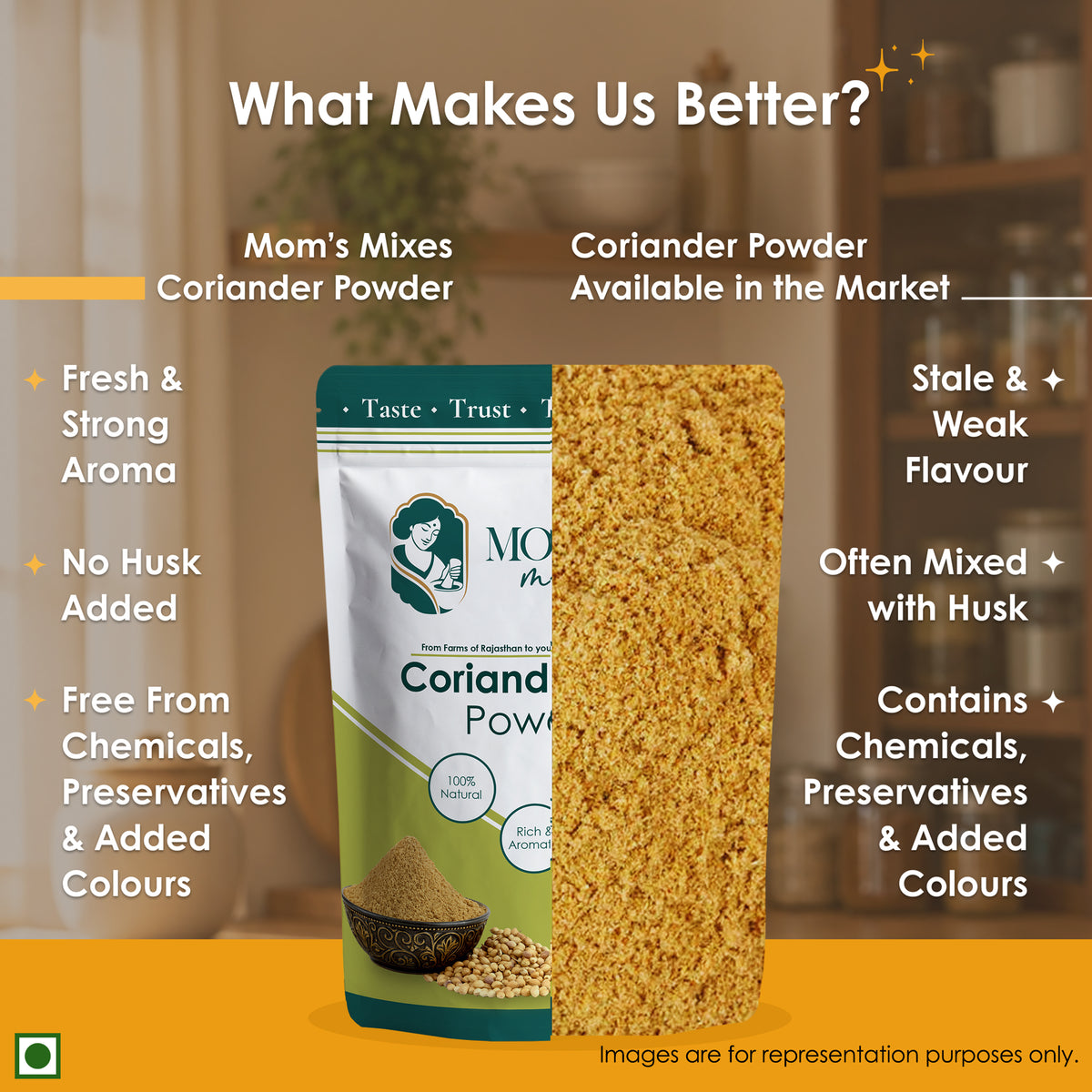 Mom's Mixes Coriander Powder | Fresh & Aromatic Dhaniya