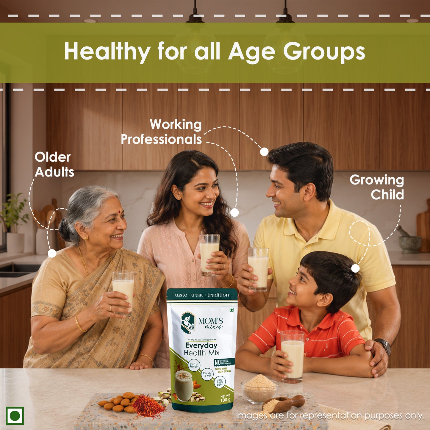 Mom's Mixes Everyday Health Mix | Protein-Rich Dry Fruit Blend | 16g Protein | Zero Sugar