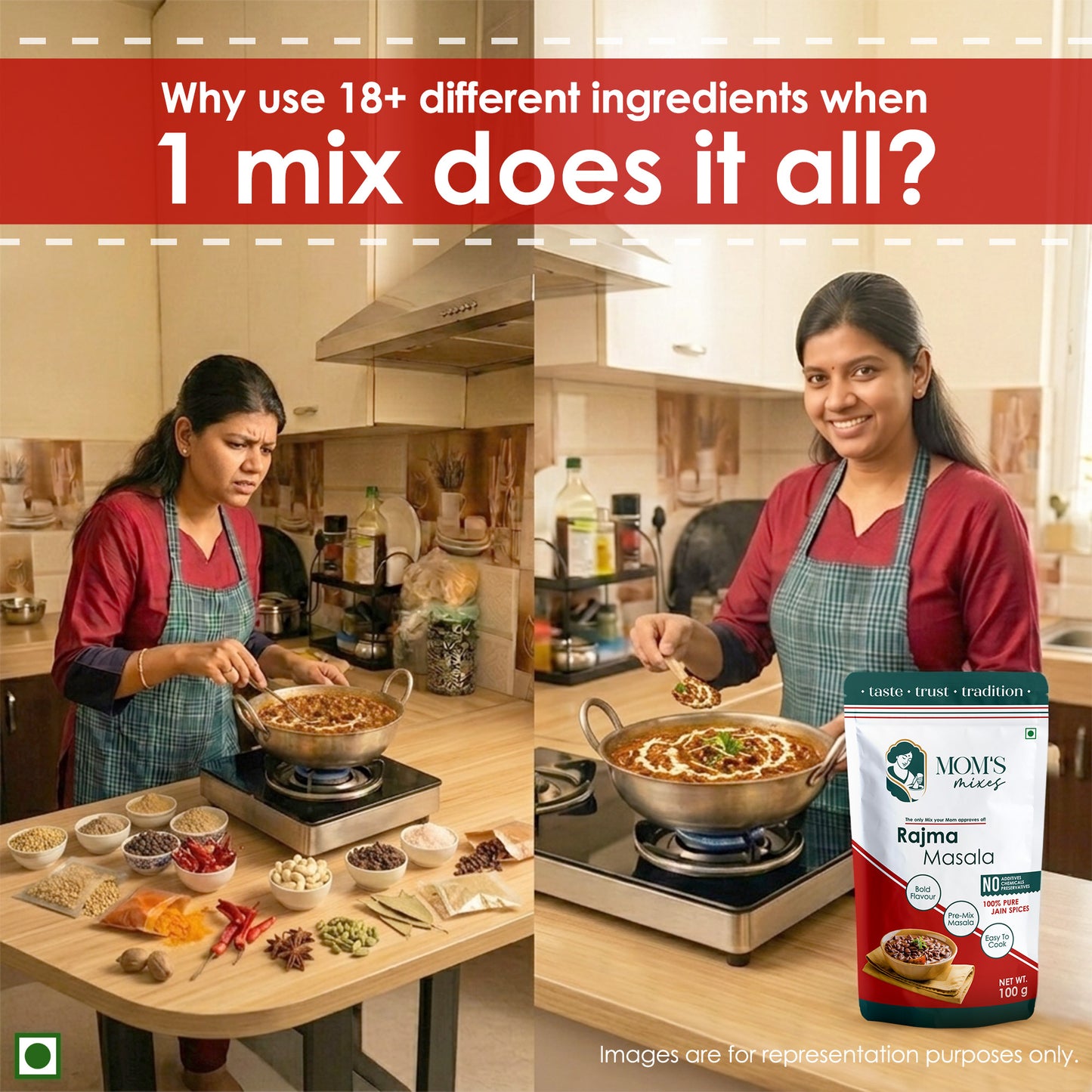 Mom's Mixes Rajma Masala | Complete Pre-Mix for Home Style Rajma