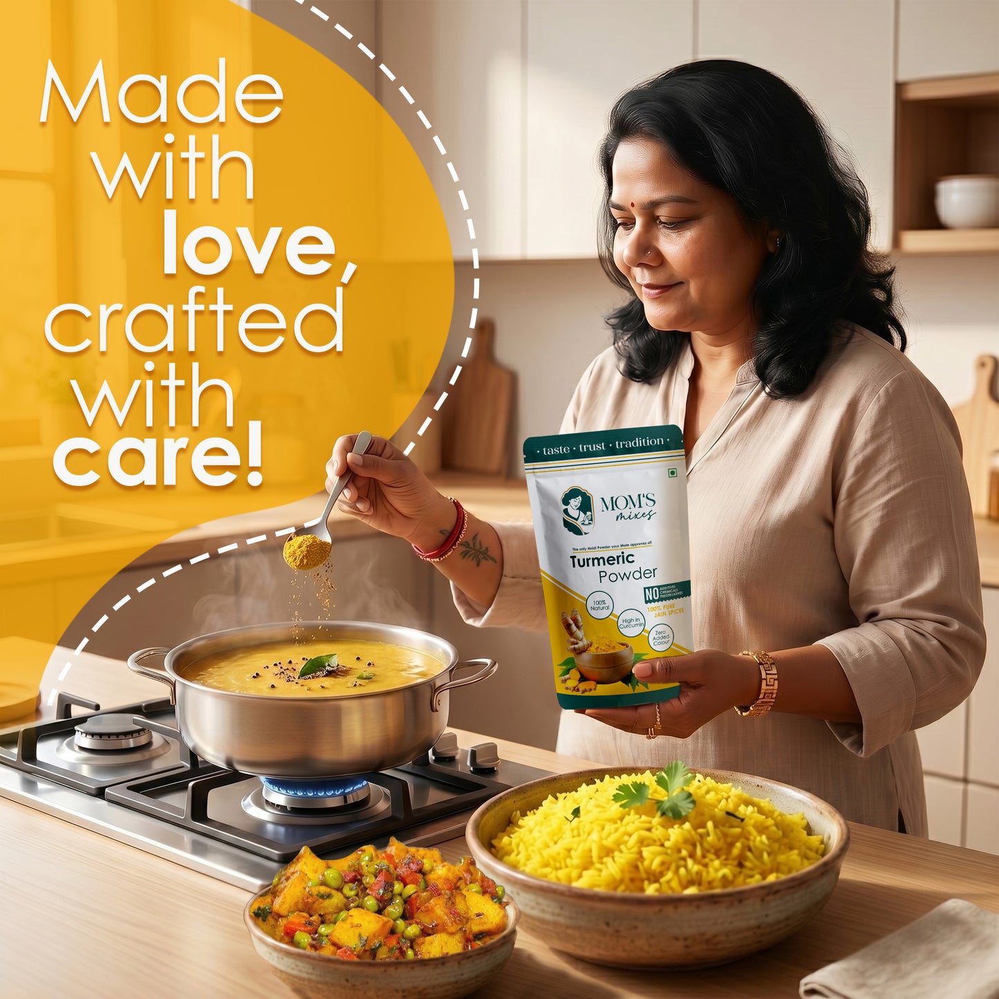 Mom's Mixes Turmeric Powder | High Curcumin | 100% Pure Haldi