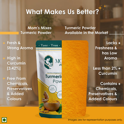 Mom's Mixes Turmeric Powder | High Curcumin | 100% Pure Haldi